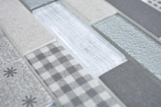 Mosaïque translucide Brick ECO Mosaïque de verre rétro gris mur carrelage cuisine douche salle de bain MOS88-R002
