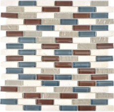 Échantillon manuel Mosaïque translucide composite Mosaïque de verre Pierre botticino clair gris brun MOS88-0213 _m