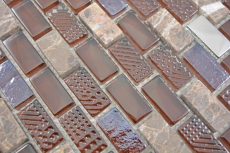 Mosaïque de verre translucide composite pierre acier brun mur carrelage cuisine salle de bain MOS87-0013_f