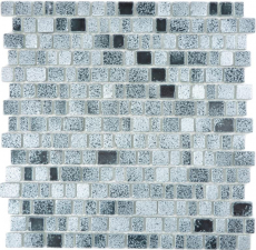 Motif main Mosaïque transparente Crystal Mosaïque de verre gris noir mur carrelage cuisine salle de bain MOS85-0203_m