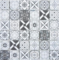 Mosaïque de verre Carreaux de mosaïque VINTAGE LOOK rétro anthracite noir blanc mur carrelage cuisine salle de bain MOS63-0103