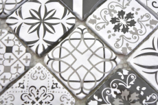 Mosaïque de verre Carreaux de mosaïque VINTAGE LOOK rétro anthracite noir blanc mur carrelage cuisine salle de bain MOS63-0103