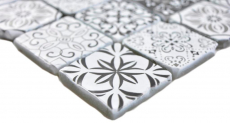 Mosaïque de verre Carreaux de mosaïque VINTAGE LOOK rétro anthracite noir blanc mur carrelage cuisine salle de bain MOS63-0103