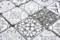 Mosaïque de verre Carreaux de mosaïque VINTAGE LOOK rétro anthracite noir blanc mur carrelage cuisine salle de bain MOS63-0103
