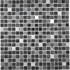 Motif main inox translucide mosaïque de verre pierre acier noir verre mat mur carrelage cuisine salle de bain MOS92-0322_m