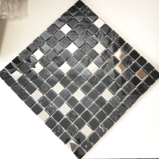 Mosaïque de verre Carreaux de mosaïque acier inoxydable anthracite argenté bleu mur carrelage cuisine salle de bain MOS88-0322