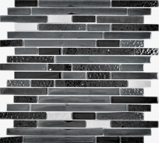 Mosaïque de verre Bâtonnets Carreaux de mosaïque Acier inoxydable Artificial Grafit noir anthracite argenté