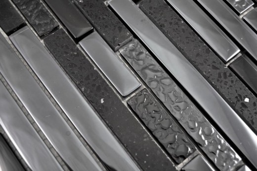 Mosaïque de verre Bâtonnets Carreaux de mosaïque Acier inoxydable Artificial Grafit noir anthracite argenté