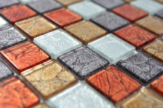 Mosaïque de verre Carreaux de mosaïque or argent noir rouge orangé structure mur carrelage cuisine salle de bain MOS63-71739