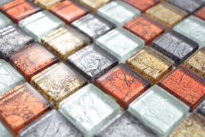 Mosaïque de verre transparente Crystal or argent noir rouge structure mur carrelage cuisine salle de bain MOS88-71739_f | 10 tapis de mosaïque