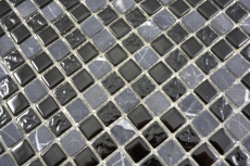 Motif main Mosaïque de verre translucide Pierre grise noire Carreau de mosaïque murale Miroir de carrelage cuisine salle de bain MOS58-0203_m