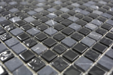 Motif main Mosaïque de verre translucide Pierre grise noire Carreau de mosaïque murale Miroir de carrelage cuisine salle de bain MOS58-0203_m