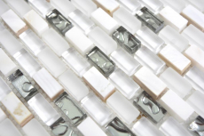 Motif main Mosaïque de verre translucide Pierre composite Coquille blanche Carreau de mosaïque murale Carrelage cuisine salle de bain MOS86-0001_m