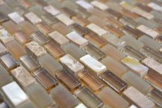Motif main Mosaïque de verre translucide Pierre composite Coquille beige Carreau de mosaïque murale Carrelage cuisine salle de bain MOS86-0012_m