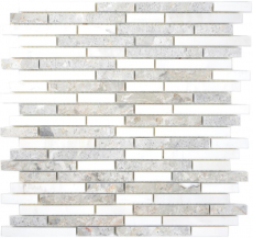 Échantillon manuel de marbre Mosaïque composite pierre grise blanche Carreau de mosaïque murale Miroir de carrelage cuisine salle de bain MOS87-0201_m