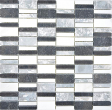 Marbre Mosaïque Pierre noire grise blanche Carreau de mosaïque murale Carrelage cuisine salle de bain MOS88-0123_f