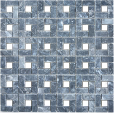 Marbre Mosaïque Roue Pierre eddy noir milky blanc poli Marbre Mosaïque Roue pierre gris panthère poli MOS88-B19_f