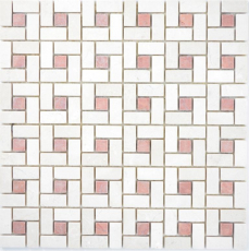 Marbre Mosaïque Roue Pierre cremarfil rose rose Marbre Mosaïque Roue pierre gris panthère poli MOS88-B27_f