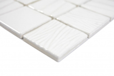 Motif manuel Mosaïque céramique Kanaan blanc plain Carreau de mosaïque murale Miroir de carrelage cuisine salle de bain MOS14-0111_m