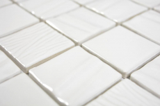 Motif manuel Mosaïque céramique Kanaan blanc plain Carreau de mosaïque murale Miroir de carrelage cuisine salle de bain MOS14-0111_m
