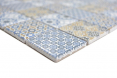 Motif main céramique Mosaïque rétro beige jaune bleu blanc Carreau de mosaïque murale Carrelage cuisine salle de bain MOS14-1234_m