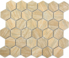 Mosaïque céramique Hexagon beige marron aspect bois MOS11H-0011_f