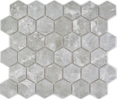 Céramique Mosaïque Hexagone Marbre gris brillant Carreaux de mosaïque murale Carreaux de cuisine Salle de bain MOS11H-0201_f
