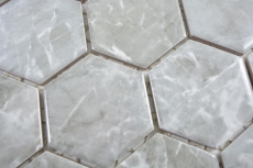 Céramique Mosaïque Hexagone Marbre gris brillant Carreaux de mosaïque murale Carreaux de cuisine Salle de bain MOS11H-0201_f