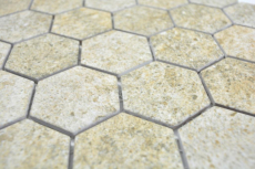 Motif manuel Mosaïque céramique Hexagone Granit beige Carreau de mosaïque murale Carrelage cuisine salle de bain MOS11H-1100_m