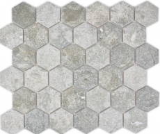 Motif manuel Mosaïque céramique Hexagone Granit gris Carreau de mosaïque murale Miroir de cuisine Salle de bain MOS11H-0023_m