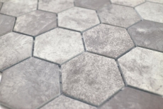 Hexagonal Hexagonal Carreau Mosaïque Céramique Ciment gris foncé Carreau Mosaïque Mur Carrelage Cuisine Salle de bains WC - MOS11H-0026