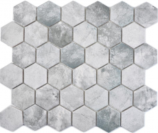 Motif manuel Mosaïque céramique Hexagone ciment gris clair Carreau de mosaïque murale Miroir de cuisine Salle de bain MOS11H-0222_m