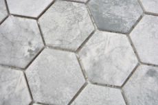 Motif manuel Mosaïque céramique Hexagone ciment gris clair Carreau de mosaïque murale Miroir de cuisine Salle de bain MOS11H-0222_m