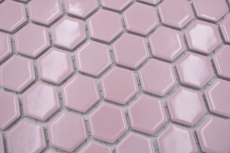 Hexagonal hexagonal carreau de mosaïque céramique mini vieux rose brillant carreau de mosaïque murale carreaux de cuisine salle de bain cuisine - MOS11H-1111