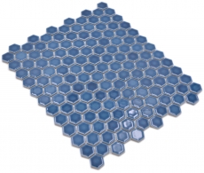Hexagonal hexagonal carreaux de mosaïque céramique mini bleu vert brillant carreaux de mosaïque muraux carreaux de cuisine salle de bains WC - MOS11H-0405