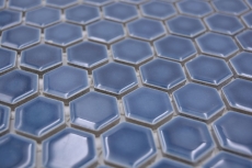 Hexagonal hexagonal carreaux de mosaïque céramique mini bleu vert brillant carreaux de mosaïque muraux carreaux de cuisine salle de bains WC - MOS11H-0405