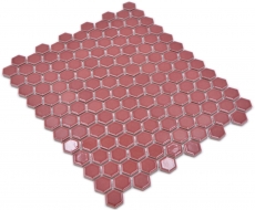 Hexagonal Hexagonal Carreau Mosaïque Céramique mini Bordeaux brillant Carreau mural Carrelage cuisine salle de bain - MOS11H-0910