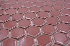 Hexagonal Hexagonal Carreau Mosaïque Céramique mini Bordeaux brillant Carreau mural Carrelage cuisine salle de bain - MOS11H-0910