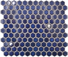 Mosaïque céramique Hexagone bleu cobalt brillant Carreaux de mosaïque murale Carreaux de cuisine Salle de bain MOS11H-0444_f