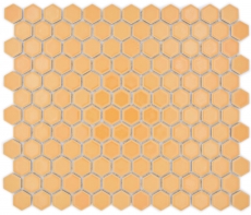 Hexagonal hexagonal carreau de mosaïque céramique mini ocre orange brillant carreau de mosaïque murale carreaux de cuisine salle de bain - MOS11H-1308
