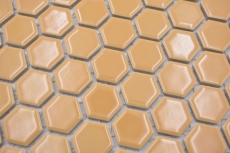 Hexagonal hexagonal carreau de mosaïque céramique mini ocre orange brillant carreau de mosaïque murale carreaux de cuisine salle de bain - MOS11H-1308