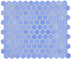 Hexagonal hexagonal carreau de mosaïque céramique mini bleu brillant carreau de mosaïque mur carreaux de cuisine salle de bains - MOS11H-0506