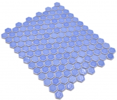 Hexagonal hexagonal carreau de mosaïque céramique mini bleu brillant carreau de mosaïque mur carreaux de cuisine salle de bains - MOS11H-0506