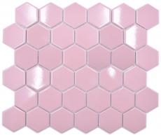 Hexagonal hexagonal Carreau de mosaïque Céramique vieux rose brillant Carreau de mosaïque murale Carreau de cuisine Carreau de salle de bain - MOS11H-1112