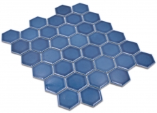 Hexagonal Hexagonal Carreau de mosaïque Céramique bleu vert brillant Carreau de mosaïque Carreau mural Carreau de cuisine Carreau de salle de bain - MOS11H-0504