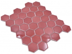 Hexagonal Hexagonal Carreau Mosaïque Céramique Bordures Rouge Brillant Carreau Mosaïque Murale Carreau de cuisine Carreau de salle de bain - MOS11H-0901