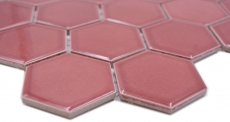 Hexagonal Hexagonal Carreau Mosaïque Céramique Bordures Rouge Brillant Carreau Mosaïque Murale Carreau de cuisine Carreau de salle de bain - MOS11H-0901