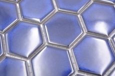 Hexagonal hexagonal Carreau de mosaïque Céramique bleu cobalt brillant Carreau de mosaïque Carreau mural Carreau de cuisine Carreau de salle de bain - MOS11H-4501