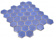 Hexagonal hexagonal Carreau de mosaïque Céramique bleu cobalt brillant Carreau de mosaïque Carreau mural Carreau de cuisine Carreau de salle de bain - MOS11H-4501