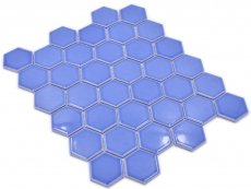 Hexagonal Hexagonal Carreau de Mosaïque Céramique bleu brillant Carreau de Mosaïque murale Carreaux de cuisine Carreaux de salle de bain Paroi de douche - MOS11H-6501